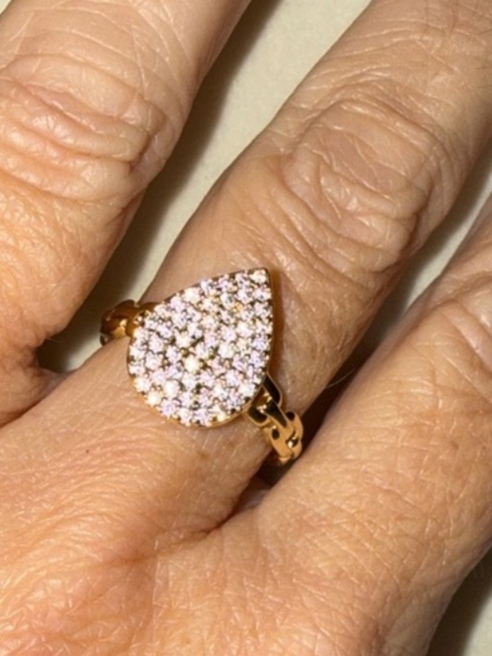 Adina Eden Gold Teardrop Ring with cz Crystals